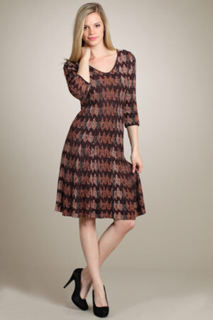 M.Rena Three-quarter Printed Knit Sweater Dress