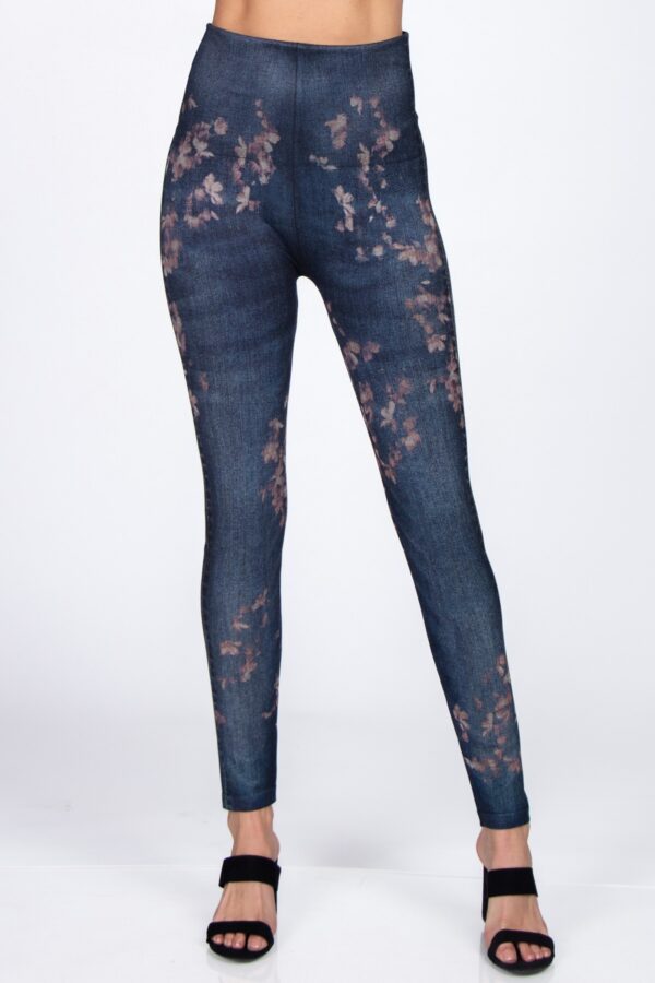 M. Rena Beautiful Floral Denim Leggings