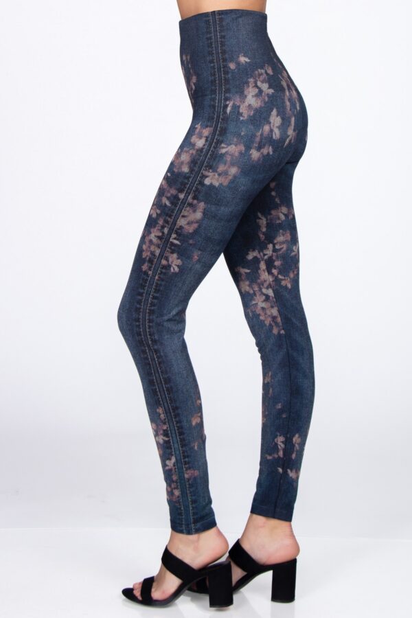 M. Rena Beautiful Floral Denim Leggings